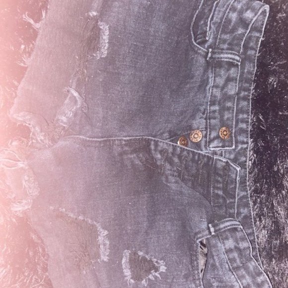 Black ribbed Jean shorty shorts - Picture 1 of 2